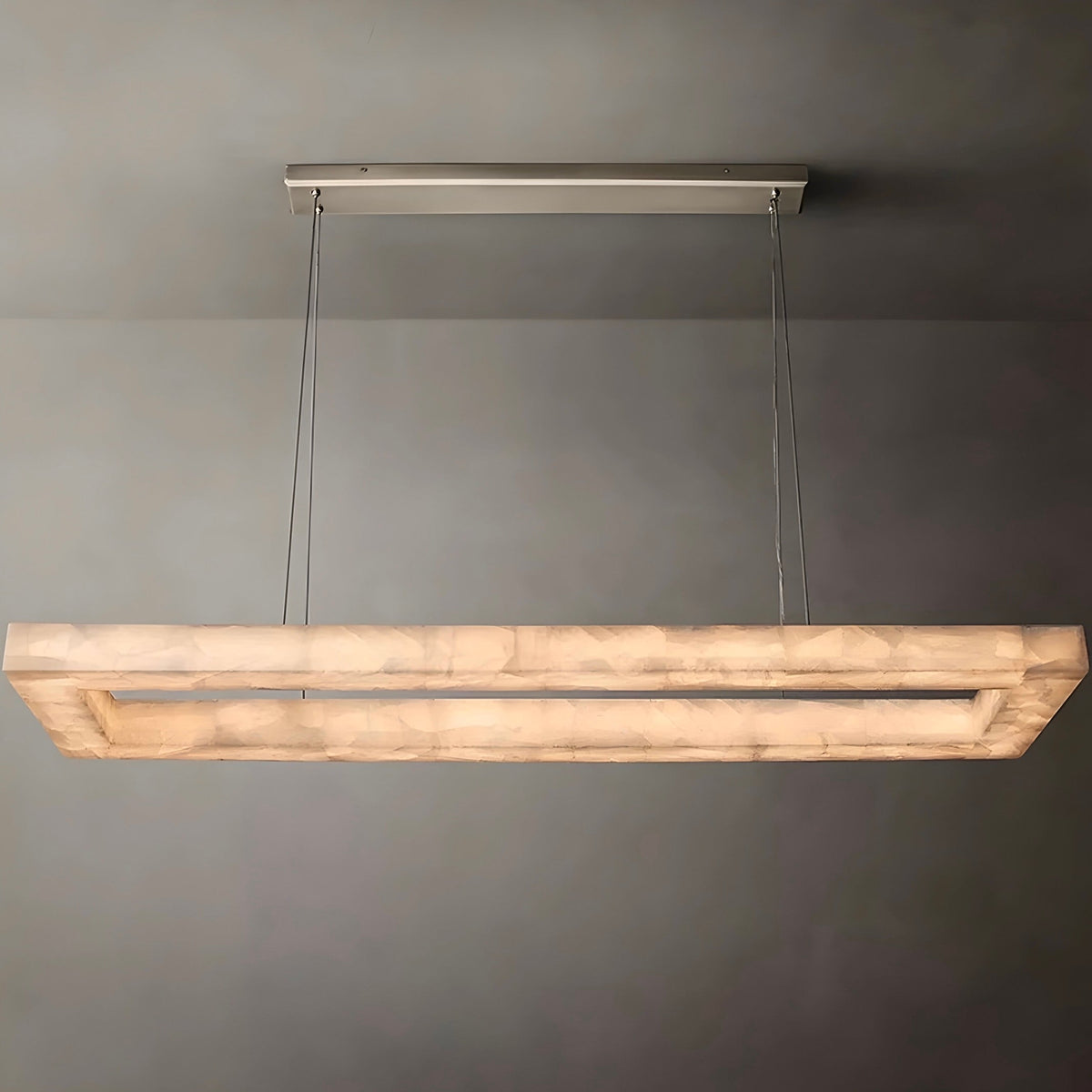 Suspension marbre véritable sur platine en acier inoxydable, vue 3