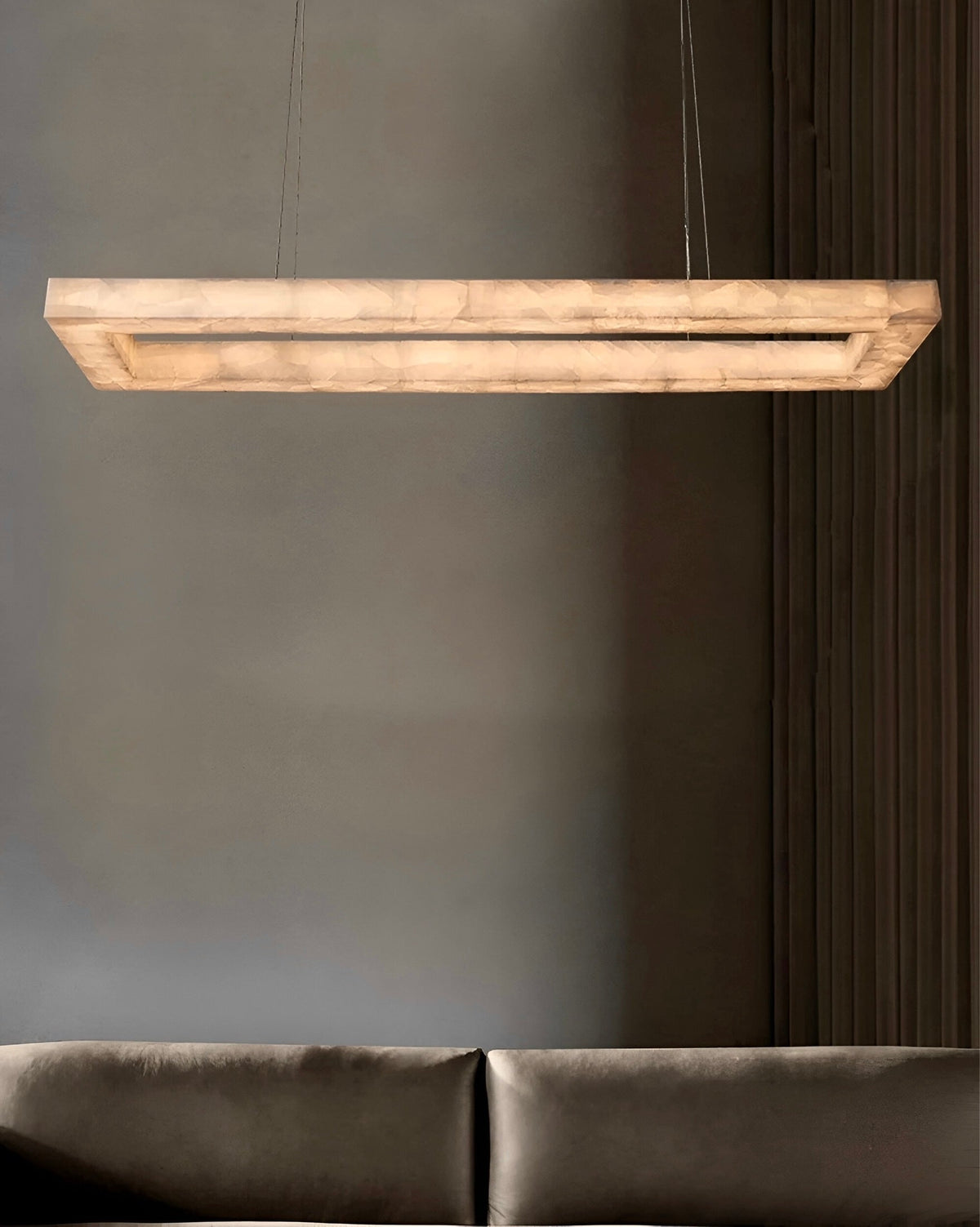 Suspension marbre véritable sur platine en acier inoxydable, vue 4