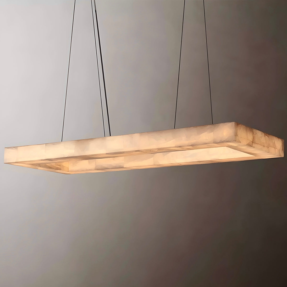 Suspension marbre véritable sur platine en acier inoxydable, vue 5