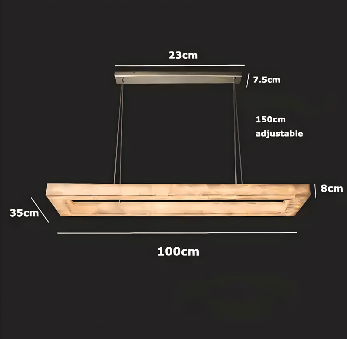 Suspension marbre véritable sur platine en acier inoxydable, vue 7