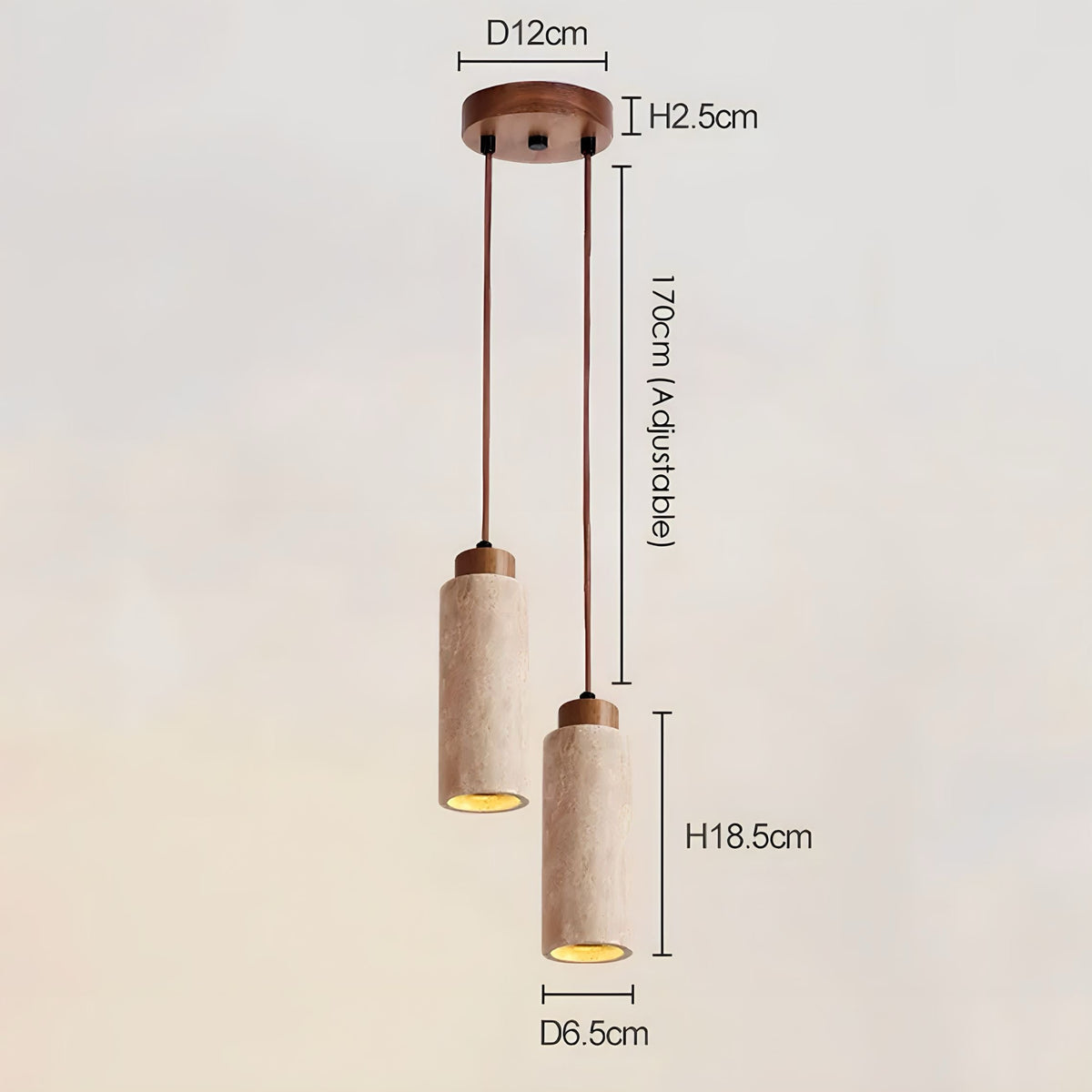 Suspension travertin et bois, cinq modèles au choix, vue 11