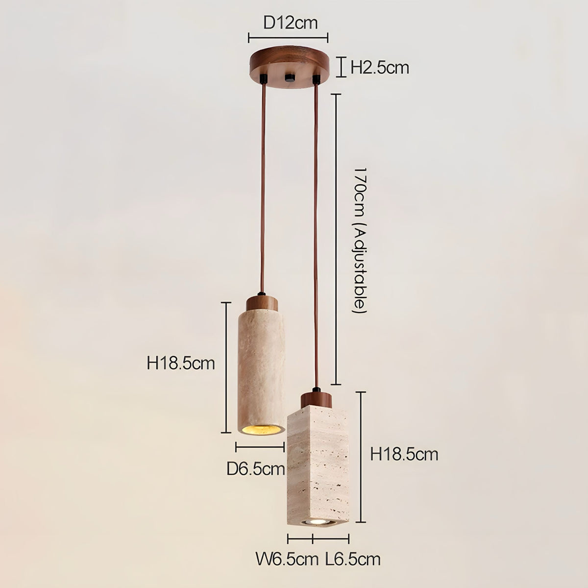 Suspension travertin et bois, cinq modèles au choix, vue 12