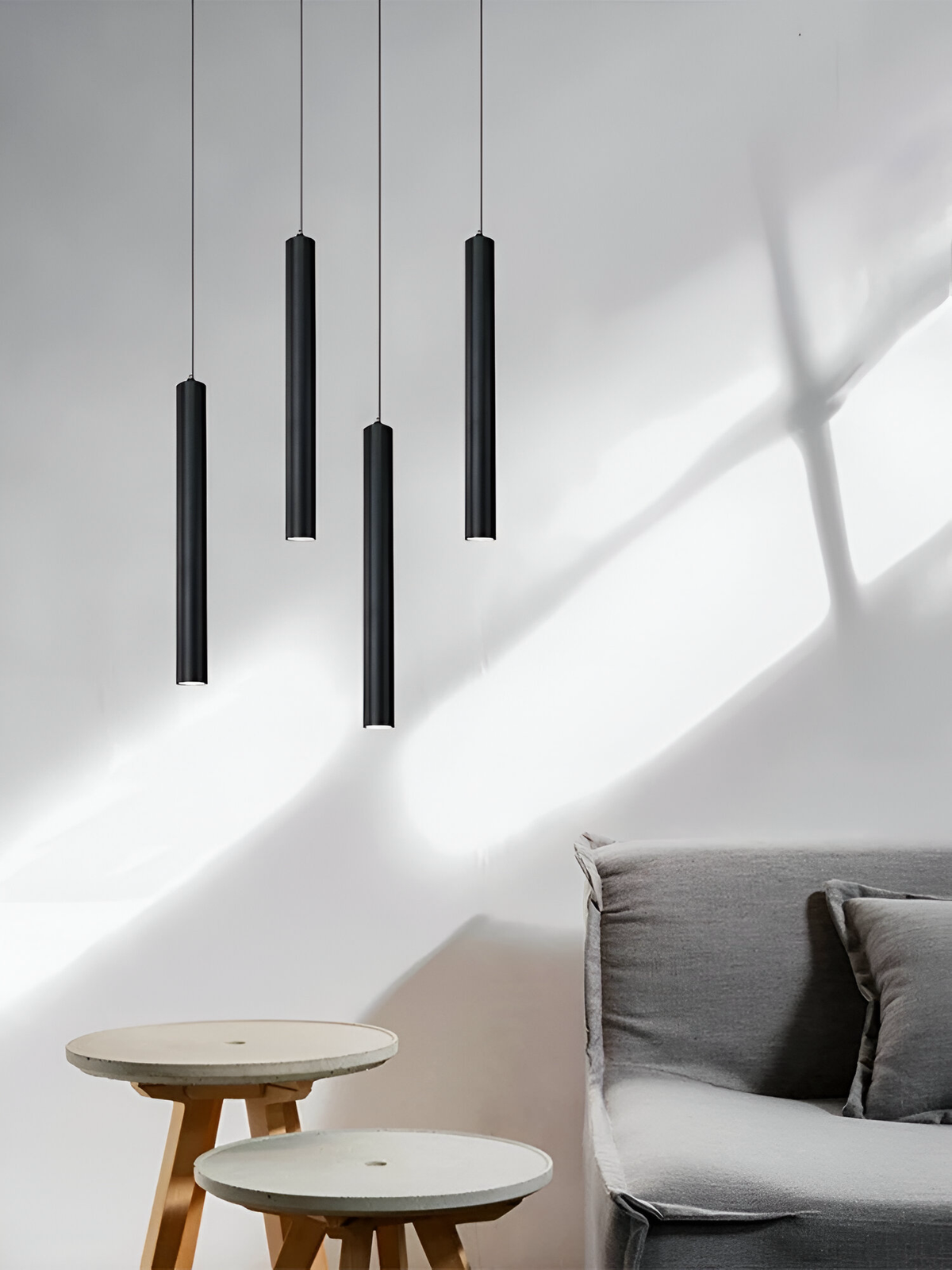Suspension tube LED fine en aluminium noir Sauva, vue 5