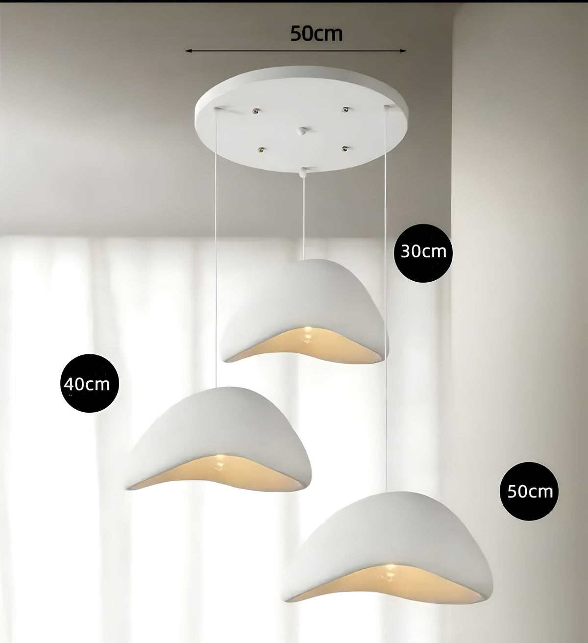 Suspension wabi-sabi en résine, blanche ou grise, Ø 30 à 80 cm, vue 11