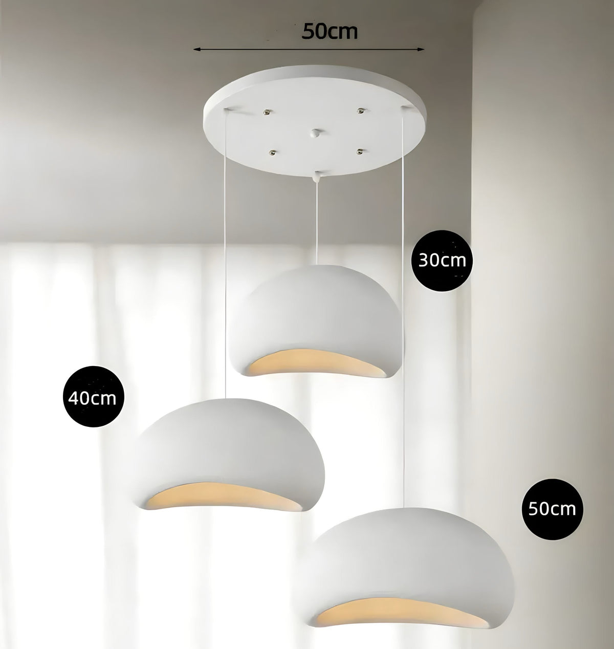 Suspension wabi-sabi en résine, blanche ou grise, Ø 30 à 80 cm, vue 12
