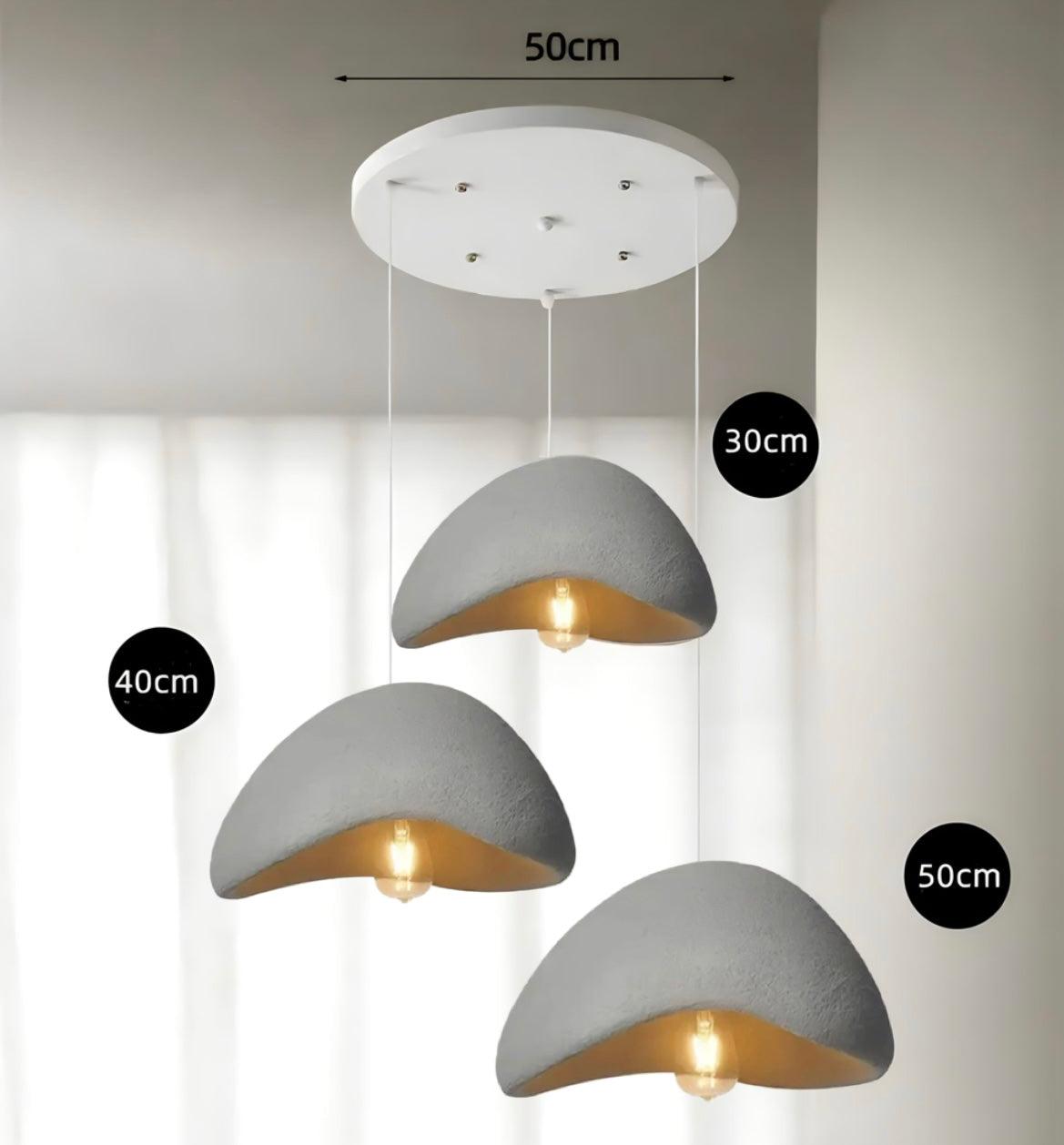 Suspension wabi-sabi en résine, blanche ou grise, Ø 30 à 80 cm, vue 13