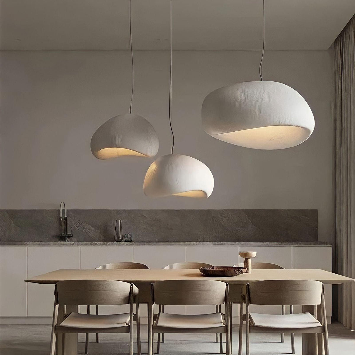 Suspension wabi-sabi en résine, blanche ou grise, Ø 30 à 80 cm, vue 4
