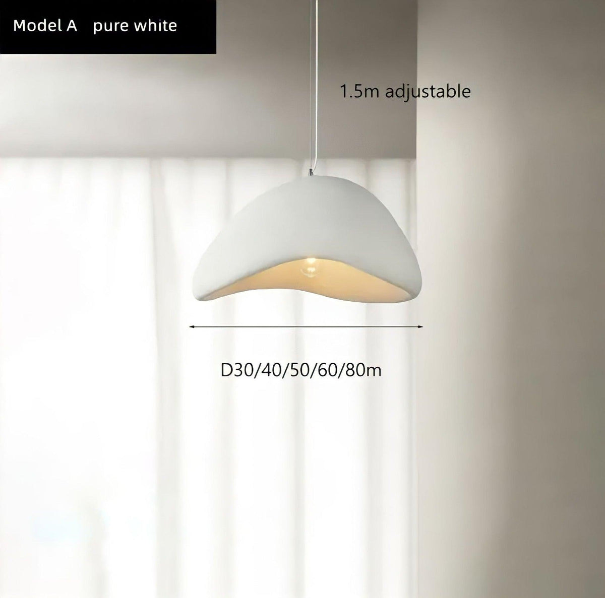 Suspension wabi-sabi en résine, blanche ou grise, Ø 30 à 80 cm, vue 7
