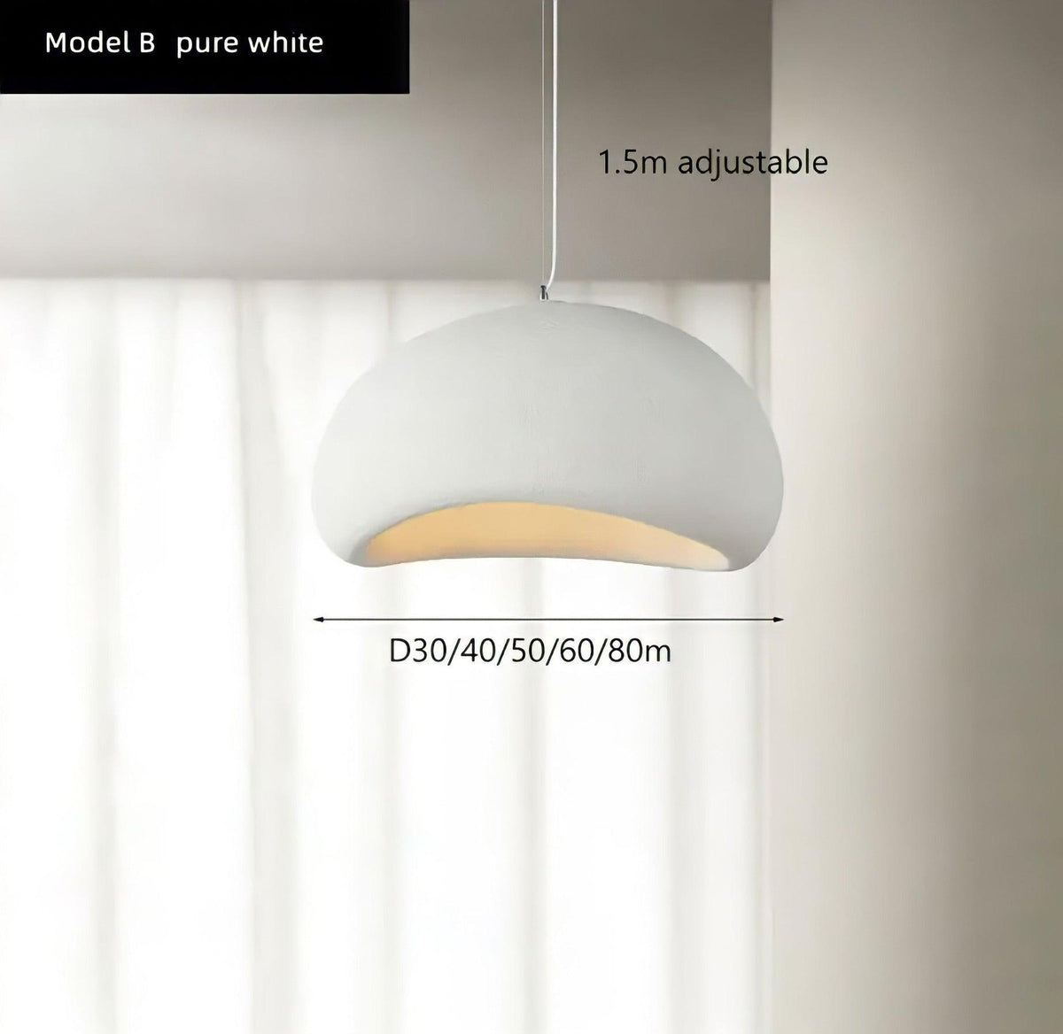 Suspension wabi-sabi en résine, blanche ou grise, Ø 30 à 80 cm, vue 8