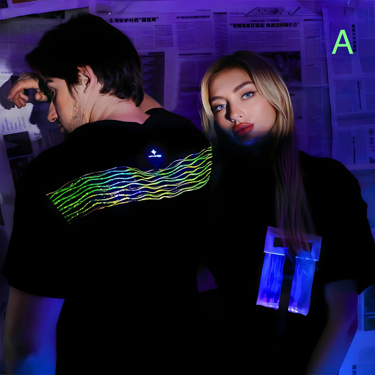 T-shirt lumineux LED unisexe aux couleurs RGBW
